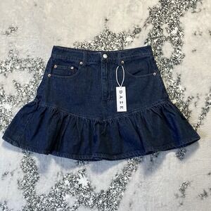 Daze Skirt Womens Size 28 Smooch Flounce Hem‎ Denim Mini Moonlight Rinse
